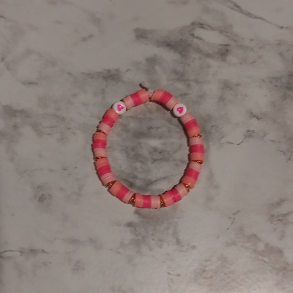Handmade pink and gold bracelet. - Picture 1 of 3